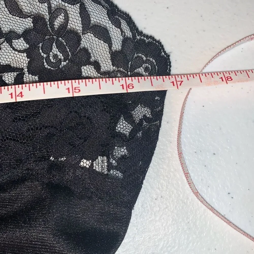 Vintage 70's Black Lingerie Slip Dress Maxi Long Dress High Slit See through Wai - Picture 14 of 16